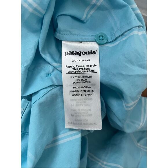 Patagonia Blue Plaid Long Sleeve Overcast Button Down Shirt Size 4 - Picture 5 of 6